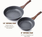 SENSARTE Nonstick Frying Pan Skillet, Swiss Granite Coating Omelette Pan, Healthy Stone Cookware Chef's Pan, PFOA Free (8/9.5/10/11/12.5 Inch) (8 Inch)