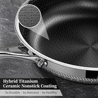 Non Stick Frying Pan with Lid, 10 Inch Hybrid Tri-Ply Stainless Steel Non Stick Skillet W/Lid Titanium Ceramic Nonstick Cookware No Toxic Induction Omelette Frying Pan, Oven Safe, PFAS/PFOA/PTFE Free