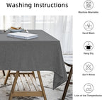 Waterproof Cotton Linen Tablecloths Rectangle Dining Table Cloth, Wipe Clean Indoor & Outdoor Table Cover for Buffet Party and Banquets, Wrinkle Resistant（54"x120" Gray）