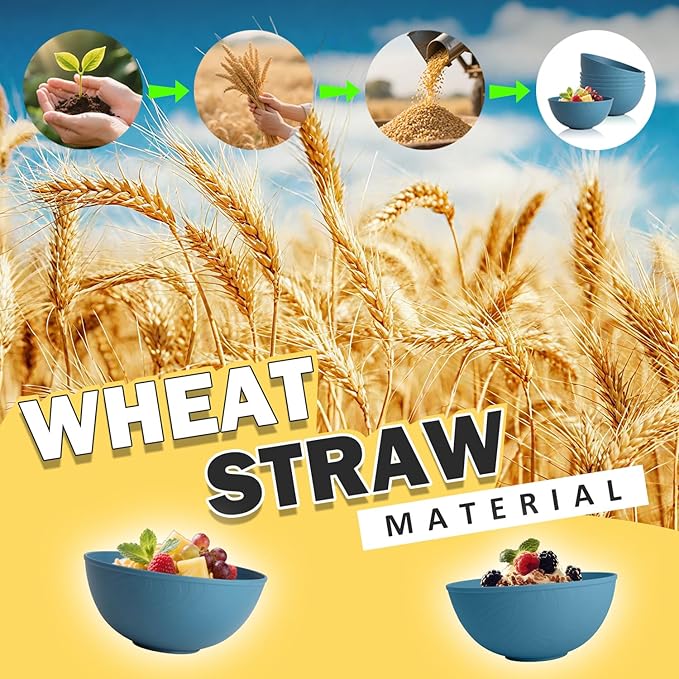 Cereal Bowls 40 OZ Set of 6, Unbreakable Lightweight Bowls Set, Microwave & Dishwasher Safe, Plastic Reusable Cereal Bowls for Soup, Salad, Noodle, Snack, Fruit, Blue