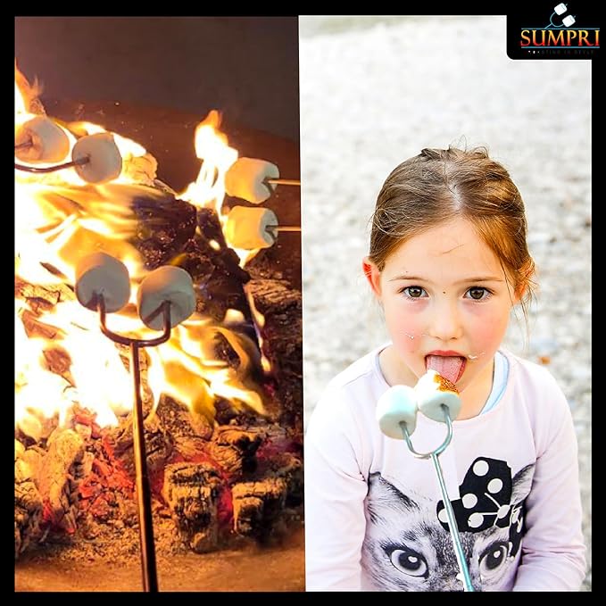 Smores Sticks For Fire Pit - Marshmallow Roasting Sticks For Campfire, Rotating Smore Sticks Set of 6 - Safe, Fun Telescoping Multicolored 34 Inch Hot Dog Sticks - SUMPRI Long Camping Skewers
