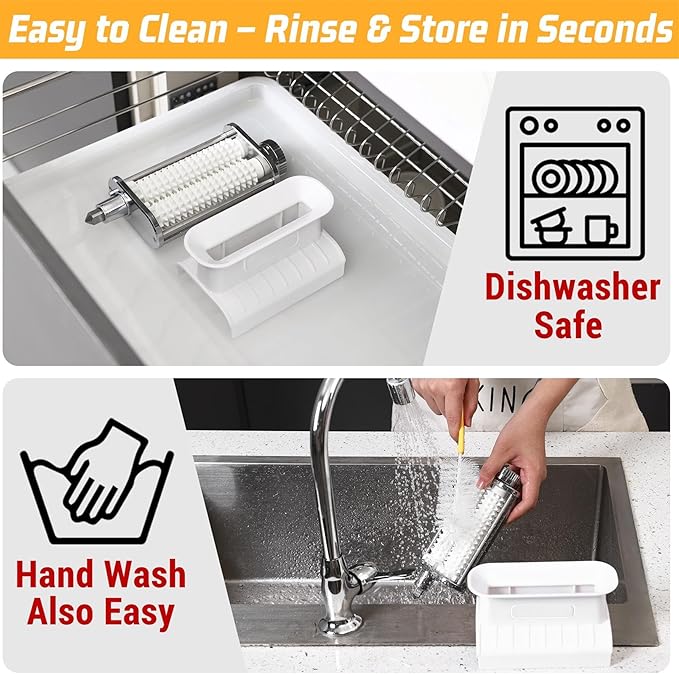 Adjustable 3 Thickness Meat Tenderizer Attachment for Kitchenaid Mixers, Dishwasher Safe Durable Metal Housing & Plastic Rollers/Gears Accessories-White