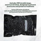 5" x 8" Recloseable Zip Storage Bag (100 Count) 5.5 Mil Durable - BPA Free Commerical Food Grade Reusable Resealable Zipper Vacuum Seal (Black and Black)