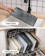 famiware Serving Platter, Rectangular 15.67/14.1/12.6inch Serving Dishes for Entertaining, Dishwasher Safe, Stoneware Serving Trays for Party, Food, Turkey, Snack, Cheese, Reactive Glaze, Deep Forest