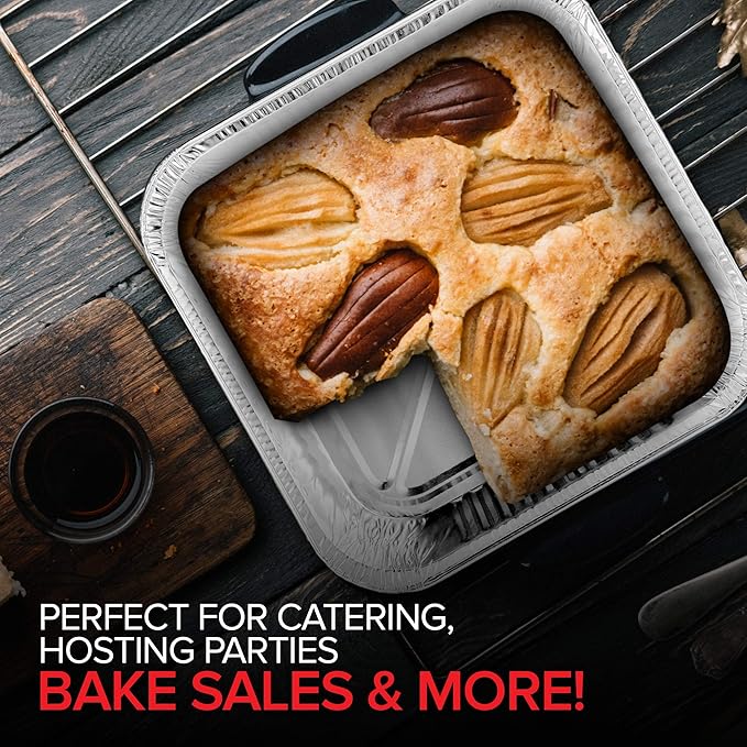 Stock Your Home 8x8 Foil Pans (10 Pack) 8 Inch Square Aluminum Pans - Foil Pans - Disposable Food Containers Great for Baking Cake, Cooking, Heating, Storing, Prepping Food