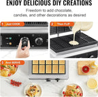 VEVOR Commercial Waffle Maker, 10PCS Rectangle Waffle Baker Machine, 1550W Non-Stick Stainless Steel Belgian Waffle Iron with Temp and Time Control, Handle, for Restaurant Bakery Snack Bar Family