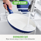 GreenLife 16 Piece Nonstick Cookware Set, Soft Grip Non-Toxic PFAS-Free Ceramic Pots & Pans, Dishwasher & Oven Safe, Frying, Sauce, Saute, Utensils, Glass Lids, Stay-Cool Handles, Wobble Free, Blue