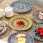 glowworm Salad Plates Set of 6, 8.5 Inch Ceramic Dinner Plates, Colorful Bohemian Dessert Plates Set for Kitchen, Restaurant, Housewarming Gift, Microwave, Oven and Dishwasher Safe