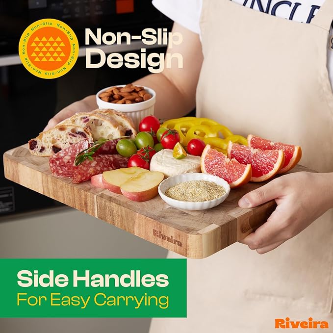 Riveira Acacia Wood Cutting Board – Gourmet Acacia Grandeur: 36 x 24 Wooden Cutting Board – Natural Wooden Cutting Boards For Kitchen Decorative – Innovative Juice Grooves Acacia Wooden Chopping Board