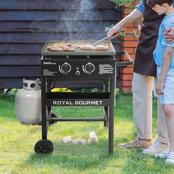 Royal Gourmet GB2000N 2 Burner Propane Gas Griddle, 23 Inch Flat Top Grill with 450 Sq. In. Cooking Area for Backyard and Tailgating, Black