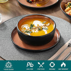 vancasso Plates and Bowls Sets, 24 Pieces Stoneware Dinnerware Sets for 8, Kitchen Dish Set Mircowave and Dishwasher Safe Dinner Set Ceramic Dishware, Brown, Series AMBER