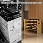 Bambloom Wine Rack Freestanding Floor, Stackable Wine Bottle Storage, Wooden Free Standing Wine Stand Organizer for Kitchen,Cellar. 36 Bottles Wine Holder Display Shelves for Champagne(Bamboo)