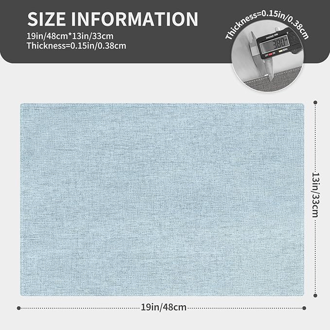 Cloth Placemats, Set of 4 Heat-Resistant Cotton Linen Blend Double Layered Machine Washable Place Mats, Wrinkle Free Thick Fabric Dining Table Mats for Indoors & Outdoors (Sky Blue, 4)