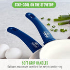 GreenLife 16 Piece Nonstick Cookware Set, Soft Grip Non-Toxic PFAS-Free Ceramic Pots & Pans, Dishwasher & Oven Safe, Frying, Sauce, Saute, Utensils, Glass Lids, Stay-Cool Handles, Wobble Free, Blue