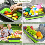 ROTTOGOON 7Qt Collapsible Colander Strainer, Expandable Over the Sink Colander, Adjustable Silicone Kitchen Sink Strainer, Foldable Large Colanders Basket to Wash Vegetable, Fruit, 15" to 19.8", Green
