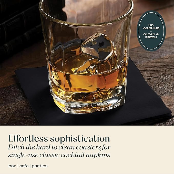 Disposable Linen-Feel Cocktail Napkins, 200-Pack 5" x 5" CARAMEL Paper Beverage Napkins For Bar, Restaurant And Café, Dessert Napkins For Party, Wedding Or Event