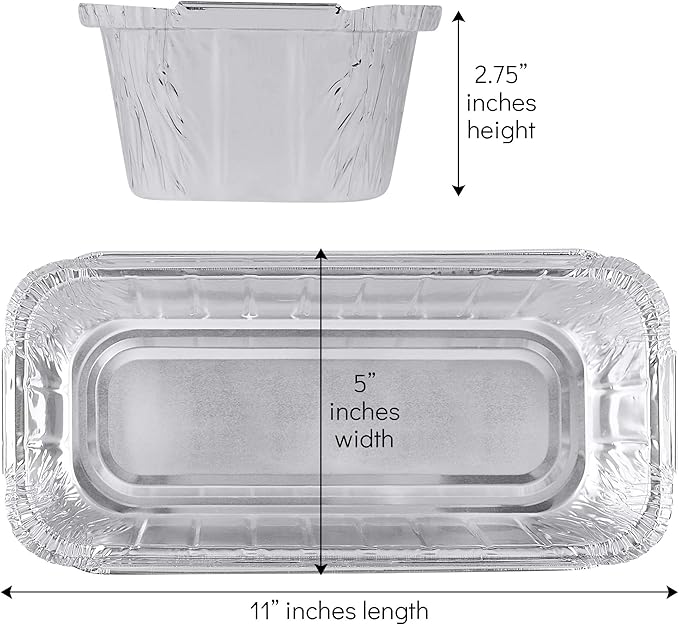 PLASTICPRO [3 Lb 10 Pack Disposable Loaf Pans Aluminum Tin Foil Meal Prep Bakeware - Cookware Perfect for Baking Cakes, Bread, Meatloaf, Lasagna 3 Pound 11'' X 5'' X 2.75''