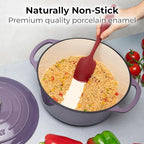 Zulay Kitchen 6 Quart Enameled Cast Iron Dutch Oven Pot with Lid – Premium Durability & Oven Safe up to 500°F – Heavy Duty Cookware Perfect for Bread Baking, Stews, Braising & Roasting – Lavender Jade