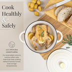 Nuovva Enamelled Cast Iron Dutch Oven Pot with Lid – 6.4 Quart Non Stick Casserole Pot – Heavy Duty & Oven Safe up to 500° F for Bread Baking, Braising, Stews, Roasting – 28cm Cream