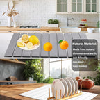 Quick Dry Collapsible Dish Drying Mat, Eco-Friendly Absorbent Diatomaceous Earth Mats for Dishes Bottles Cups 24"×16"Large Stone Dish Drying Mats for Kitchen Counter (White, 24"（L）×16"（W）)