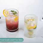 Hobnail Drinking Glasses Set,16 Oz Vintage Embossed Glass Tumbler for Cocktail, Beer, Juice, Water, Whiskey and Kitchen Glassware,6pack