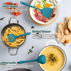 Homikit Silicone Cooking Utensils Set, 15-Piece Nonstick and Heat Resistant Kitchen Utensil Spatula Set with Holder, Kitchen Gadgets Home Essentials & Pots and Pans Accessories, Blue