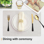 Homaxy Cloths Placemats for Dining Table Set of 4, Heat Resistant Washable Cotton Linen Blend Table Mats, Easy to Clean Place Mats for Indoor Outdoor Party Kitchen Decoration, 13" x 19", Beige