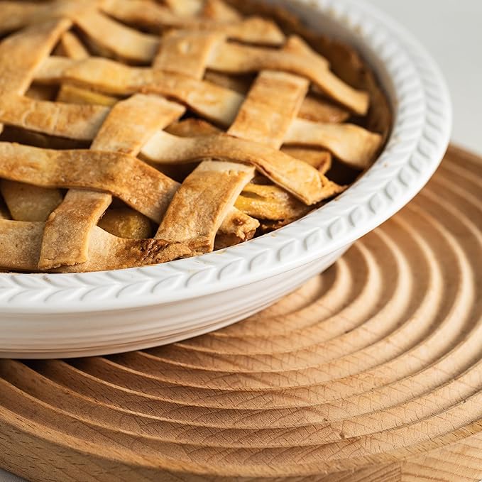 Ceramic Pie Pan Set of 2, 11 inch Round Baking Dish, Porcelain Pie Plate, Non-Stick, Oven & Dishwasher Safe, Non-Stick Pie Dish for Baking