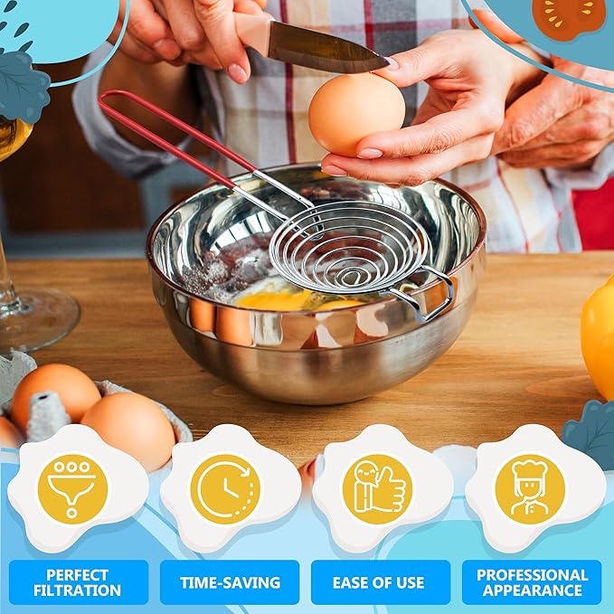 Egg Separator for Raw Eggs - Egg Yolk Separator Kitchen Gadget Yolk Remover Stainless Steel Gadget for Raw Eggs & Cake Baking White Filter | Convenient Design