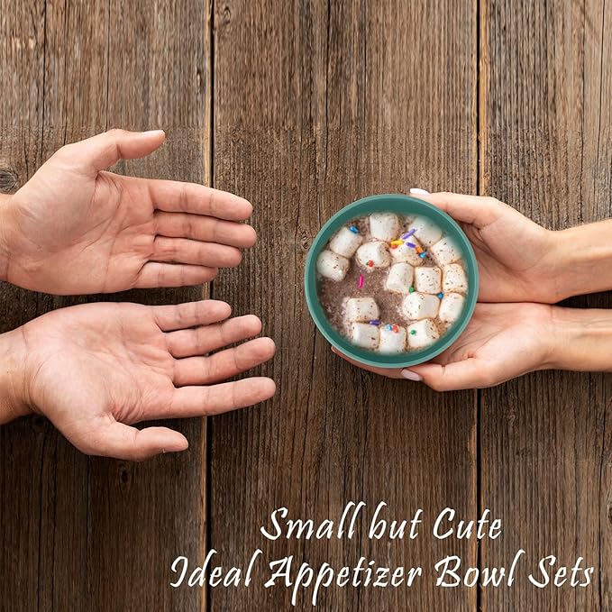 wheat straw snack bowls 10oz set of 8 - Unbreakable Dessert Bowls Dishwasher Safe - Small Handy Bowls for Ice Cream,Yogurt and Fruits. Green