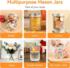 Mason Jars 16 Oz with Lids 6 Packs, Wide Mouth Mason Jars, Glass Canning Jars with Airtight Lids for Pickling, Fermenting, Storing, Canning, Home Decor, Salad Jam and DIY Crafts