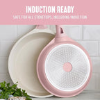 GreenLife 8 Piece Ceramic Nonstick Cookware Set, Induction Suitable Non Toxic PFAS-Free Pots & Pans, Dishwasher Safe, Cooking Set, Stock Pot, Saucepans & Frying Pans, Kitchen Cooking, Light Pink