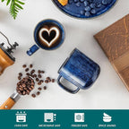 vancasso STARRY Coffee Mugs Set, 12 oz Ceramic Coffee Cups for Latte Hot Tea Cappuccino Cocoa Milk Stoneware Cups Set of 6, Dishwasher & Microwave Safe, Blue