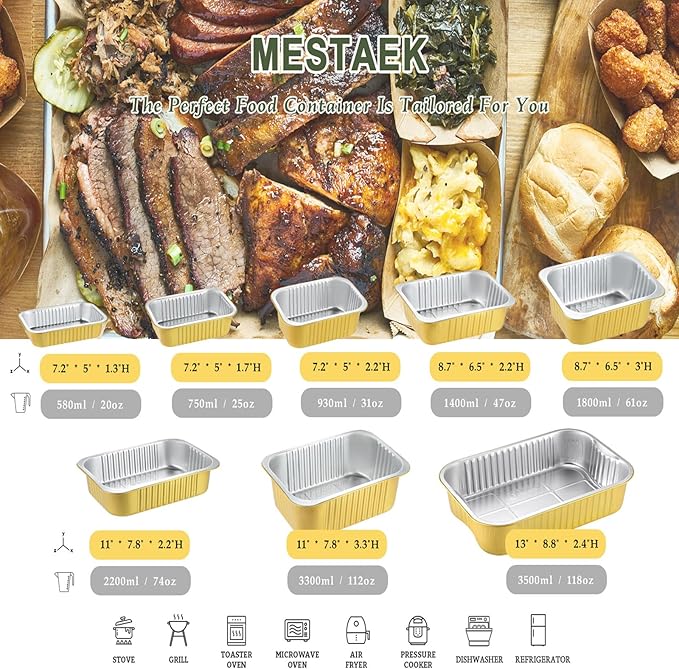 11"x 8" Sturdy Aluminum Foil Pans + Lids (20 Packs), 2X Thicker Heavy Duty for Oven, Grill, Microwavable Cooking Baking, Reusable Freezable Dishwasherable Disposable Foil Pan, 74oz