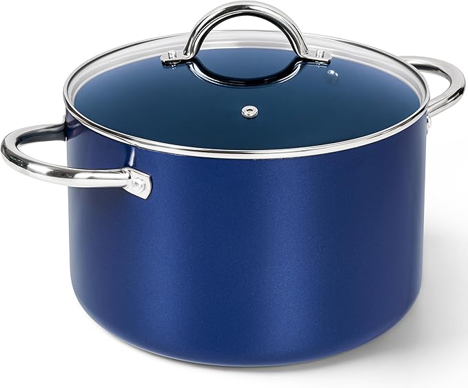 MICHELANGELO 10 Quart Stock Pot with Lid, Non Toxic Cooking Pot, Ceramic Soup Pots with Lid, Non Stick Pot with Stainless Steel Handle, Induction Compatible