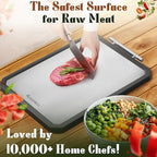 Titanium Cutting Board – 16x11” Stainless Steel Chopping Board, Medical-Grade, Dishwasher Safe, for Vegetables & Meat