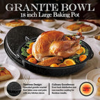 Turkey Roaster Pan 18in Roasting Pan With Lid Enamel Carbon Steel Roaster Pot with 16in Inner Diameter,18 Pound Large Capacity High Temperature Resistance Oval Cookware