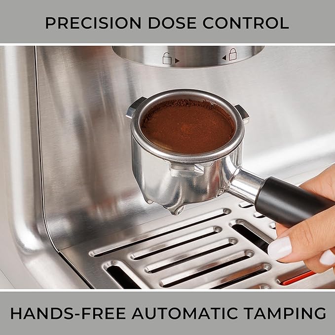 Kenmore Elite Espresso Machine – Automatic Coffee Maker with Auto Tamper, Auto Cleaning, Milk Steamer & Frother, Bean Grinder, Make Professional Barista Style Cappuccino, Café Latte