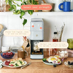 Beautiful Perfect Grind Programmable Single Serve Coffee Maker with Touch Display and Integrated Burr Grinder, Auto Coffee Strength Selection, 64oz Water Reservoir (Cornflower Blue)