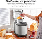 Elite Gourmet EBM8103SS Programmable Bread Maker Machine, 3 Loaf Sizes, 19 Menu Functions Gluten Free White Wheat Rye French and more, 2 Lb, Stainless Steel