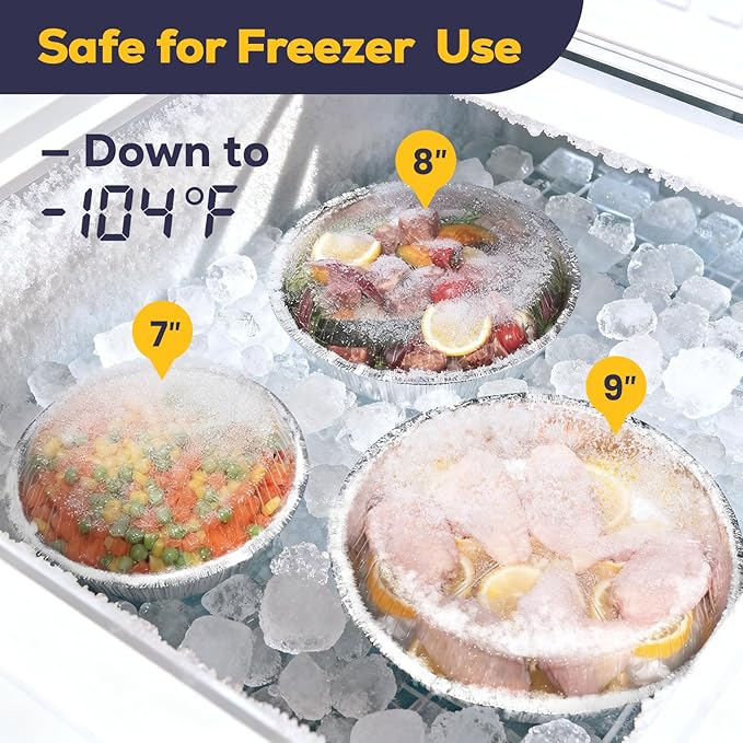 Fit Meal Prep 50 Pack 7" Round Aluminum Foil Pans with Clear Dome Lids, Pie Tins Disposable 7 inch with Lids, Take Out Containers, Freezer Oven Safe Aluminum Baking Pans for Storing, Cooking, Storage