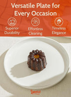 Sweese 7.4 Inch Porcelain Dessert Plates, Set of 6 - Stackable, Microwave Oven Safe - White