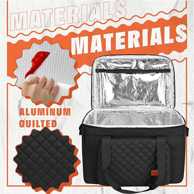 Carrying Bag Compatible with Ninja Crockpot Slow Cooker, Portable Insulated Travel Carrier Case for Ninja Foodi Possiblecooker Pro 8.5 Qt and Accessories with Shoulder Strap, Quilted Black