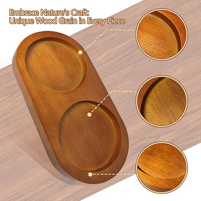 Hion Salt and Pepper Mill Tray, Rubberwood, Salt & Pepper Grinder Accessories（Inner Dia 2.76 inch / 7cm）fit many Mills & Shakers