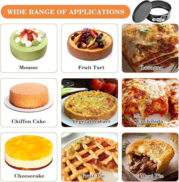 8 Pcs 4.8 Inch Springform Pans, Mini Round Cheesecake Pans with Removable Bottom, Steel Nonstick Cake Pans for Baking, Pizzas and Quiches