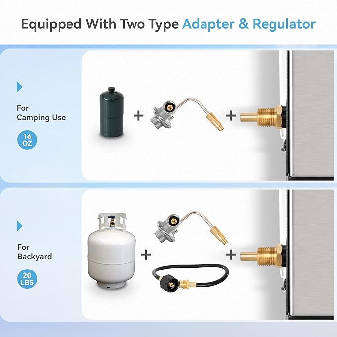 GREEN PARTY 2 Burner BBQ Propane Gas Griddle with Collapsible Stand, 18 Inch Portable Griddle with Side Table & 253 Sq. In. Cooking Area, Flat Top Gas Grill for Outdoor Cooking Garden Patio Backyard