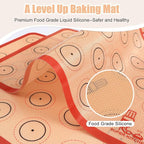 Folksy Super Kitchen Silicone Macaron Baking Mat - Set of 3 (2 Half Sheet and 1 Quarter Sheet), Non Stick Silicon Oven Liner For Macaroons and Cookies (16.5x11.6, Red)