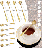 9 Pcs Flower Spoon Coffee Teaspoon Set, ESRISE Stainless Steel Tea Spoon for Tea Party Decorations (Gold)