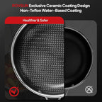 ROVSUN 11 Pcs Non-Stick Cookware Set, Stainless Steel Pots and Pans Set with Lids, Non-Toxic Kitchen Set Chef's Pan, PFOA & PTFE Free, Compatible for All Cooktops