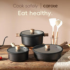 CAROTE Nonstick Soup Pot With Lid, 4.8Qt Non Stick StockPot Large Cooking Pot with Lid, Titanium - containing Soup Pot, Induction Compatible, PFOA/PFOS Free